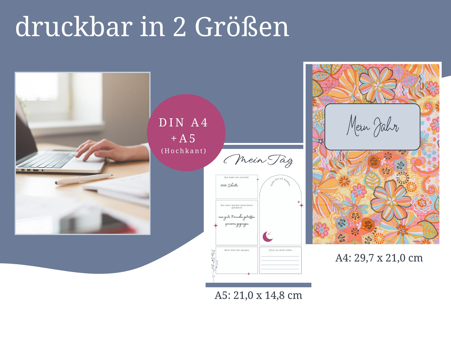 Selbstfürsorge Planer Set, Jahresplaner Bundle mit 141 Seiten zum ausdrucken inkl. u.a. Affirmationskarten Erwachsene, Mandala Malvorlagen
