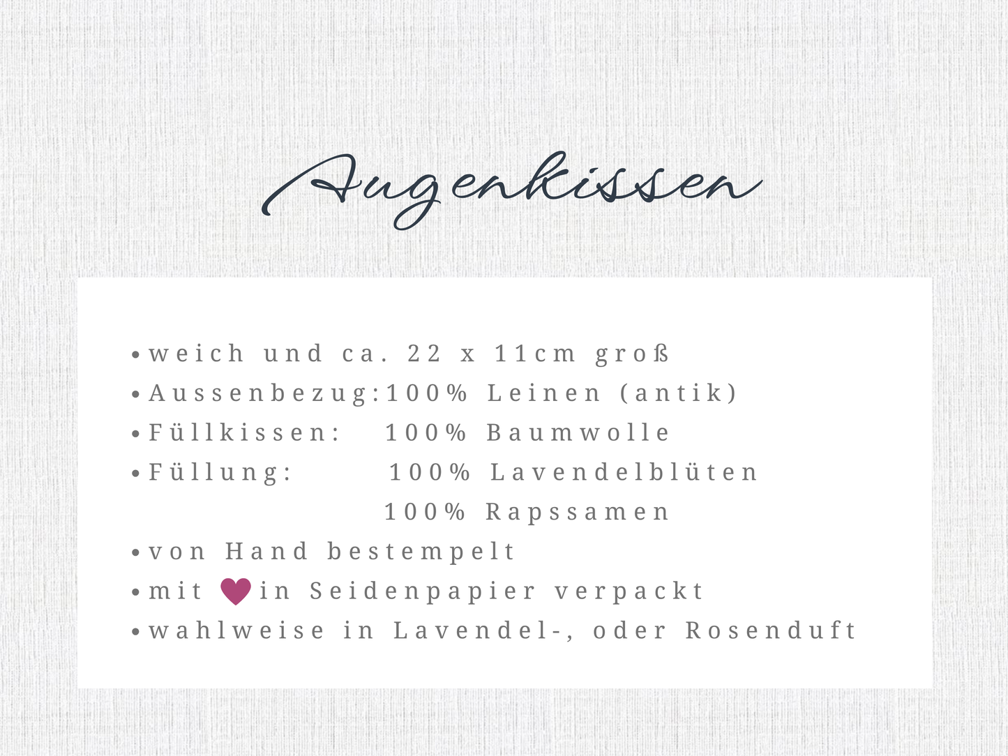 Augenkissen, Schlafmaske Lavendel