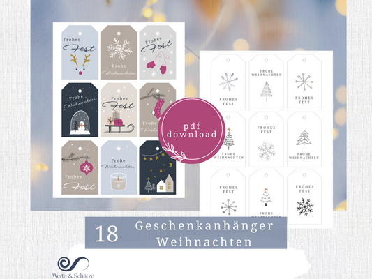 Geschenkanhänger Weihnachten druckbar |  2 Motive