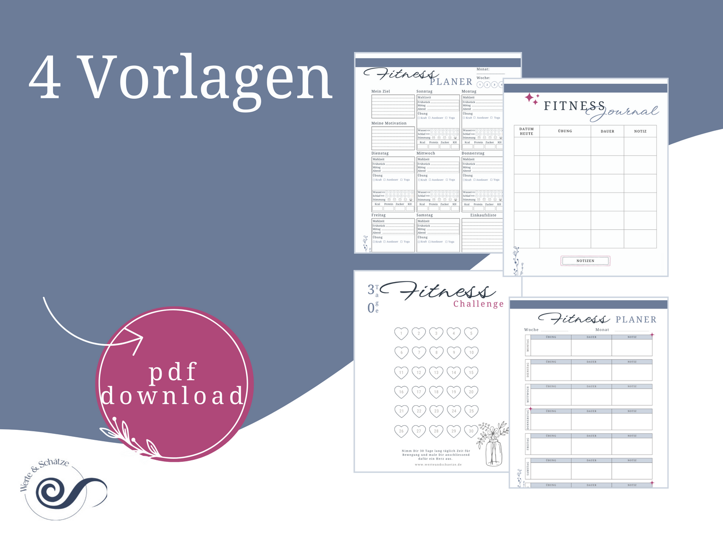 Workout Planer | Trainingsplan Fitnesstagebuch zum ausdrucken | Sportplan | Fitnessplaner
