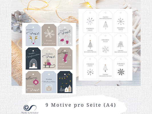 Geschenkanhänger Weihnachten druckbar |  2 Motive