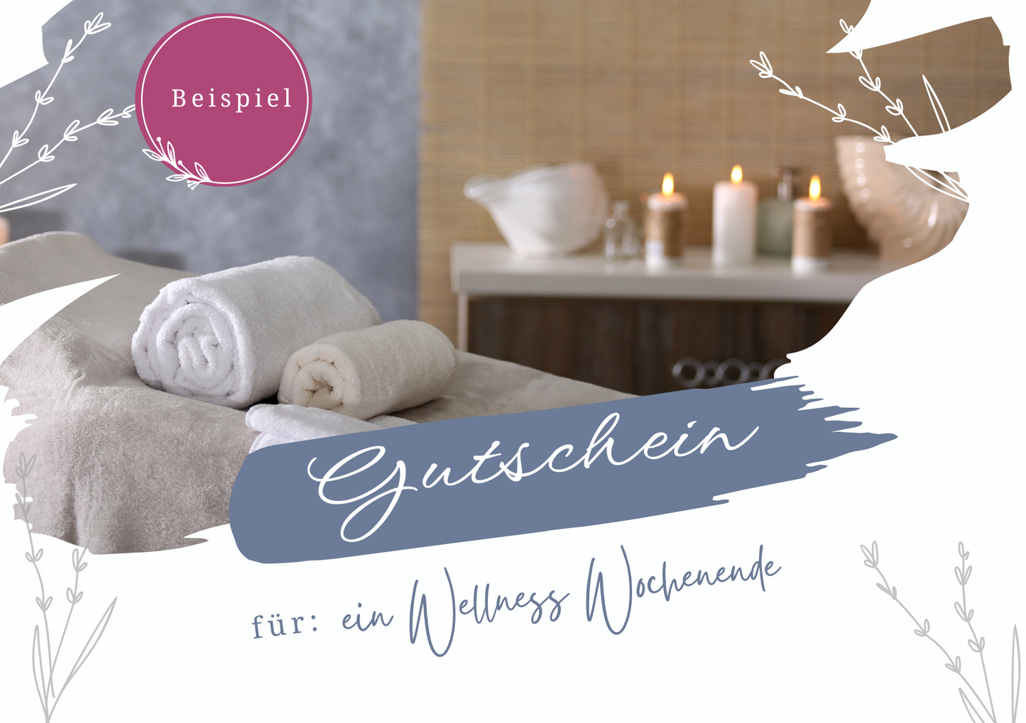 Wellness Gutschein zum ausdrucken, Massage Gutschein für ein Wellness Wochenende, last minute Geschenk Gutschein Weihnachten, Gutschein Spa
