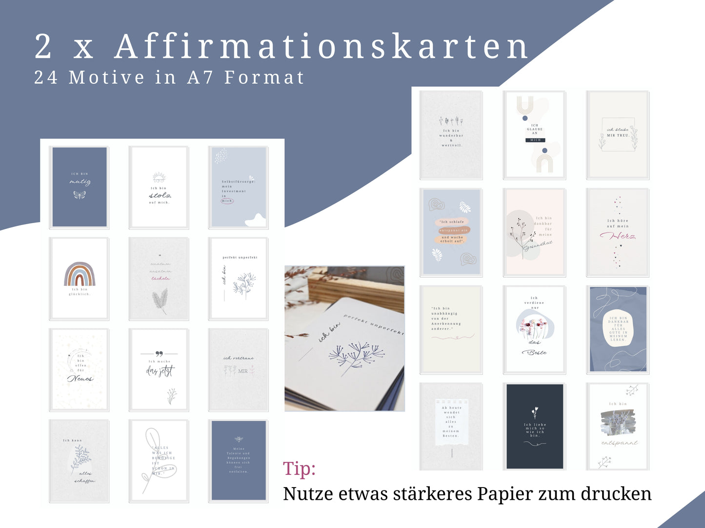 Selbstfürsorge Planer Set, Jahresplaner Bundle mit 141 Seiten zum ausdrucken inkl. u.a. Affirmationskarten Erwachsene, Mandala Malvorlagen