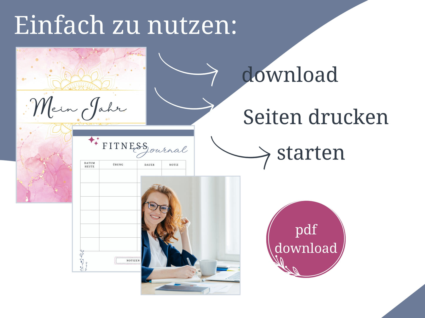 Selbstfürsorge Planer Set, Jahresplaner Bundle mit 141 Seiten zum ausdrucken inkl. u.a. Affirmationskarten Erwachsene, Mandala Malvorlagen