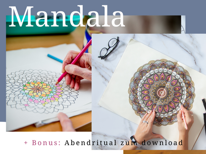 Digitales Malbuch Mandalas für Erwachsene zum ausdrucken | 40 Mandala Malvorlagen zum ausmalen