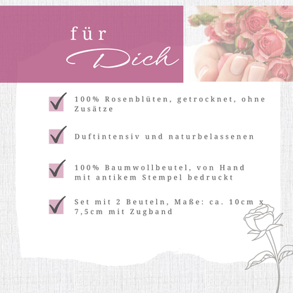 Duftkissen Rose 2Stk | Duftsäckcken mit echten Rosenblättern
