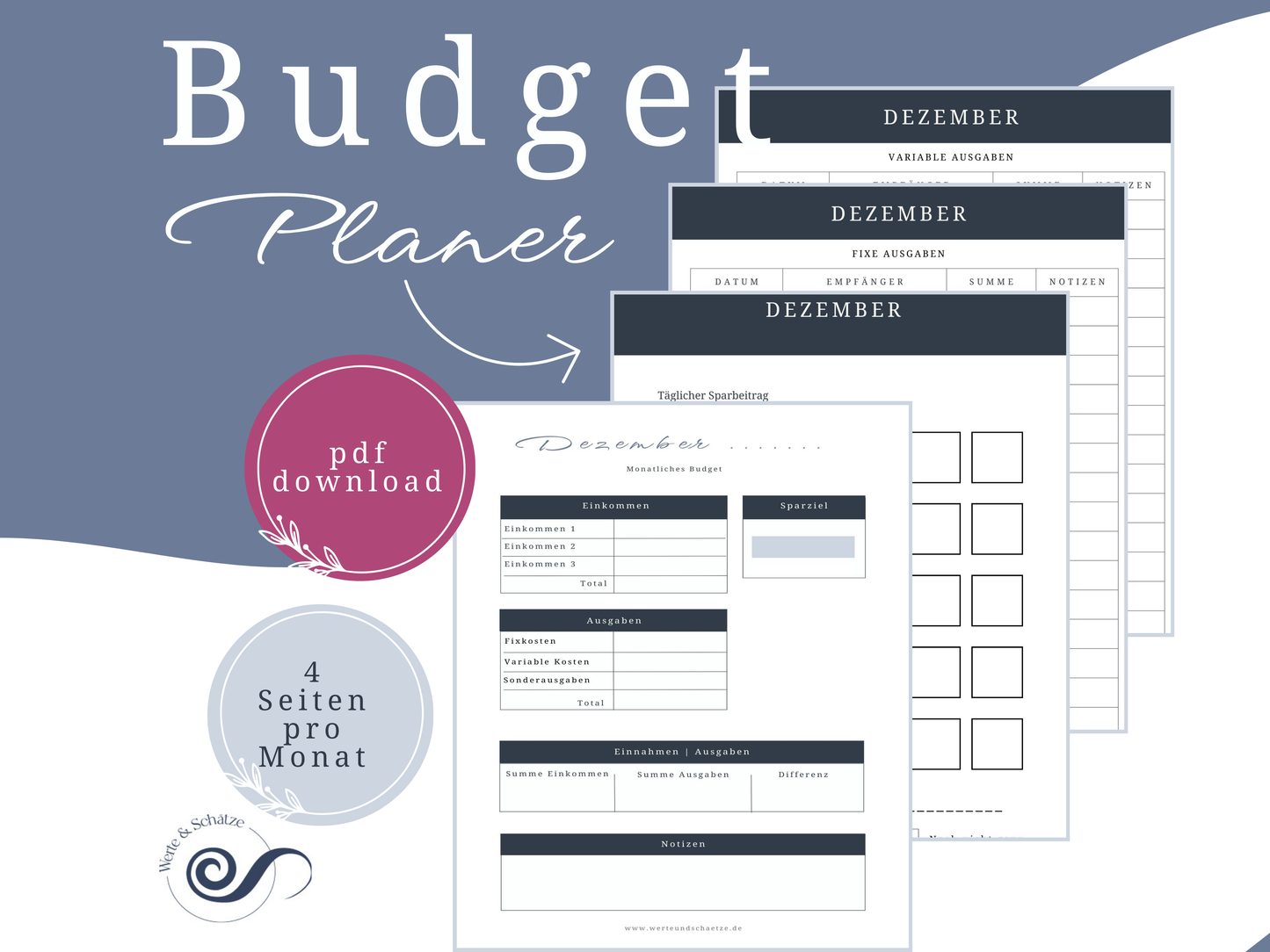 monatlicher Budget Planer deutsch zum ausdrucken, Finanzübersicht, Haushaltsplan, Einnahmen Ausgaben Übersicht, Sparchallenge, Finanzplan