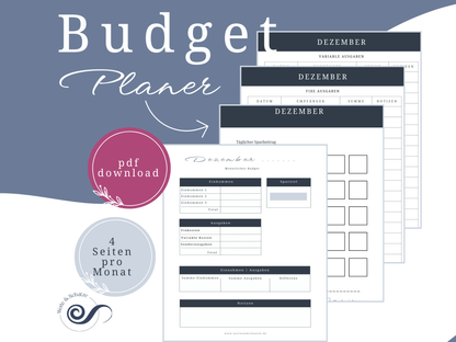 monatlicher Budget Planer deutsch zum ausdrucken, Finanzübersicht, Haushaltsplan, Einnahmen Ausgaben Übersicht, Sparchallenge, Finanzplan