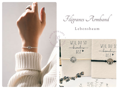Filigranes Armband | Freundschaftsarmband | Schmuck Geschenk mit Edelstahlanhänger | Lebensbaum