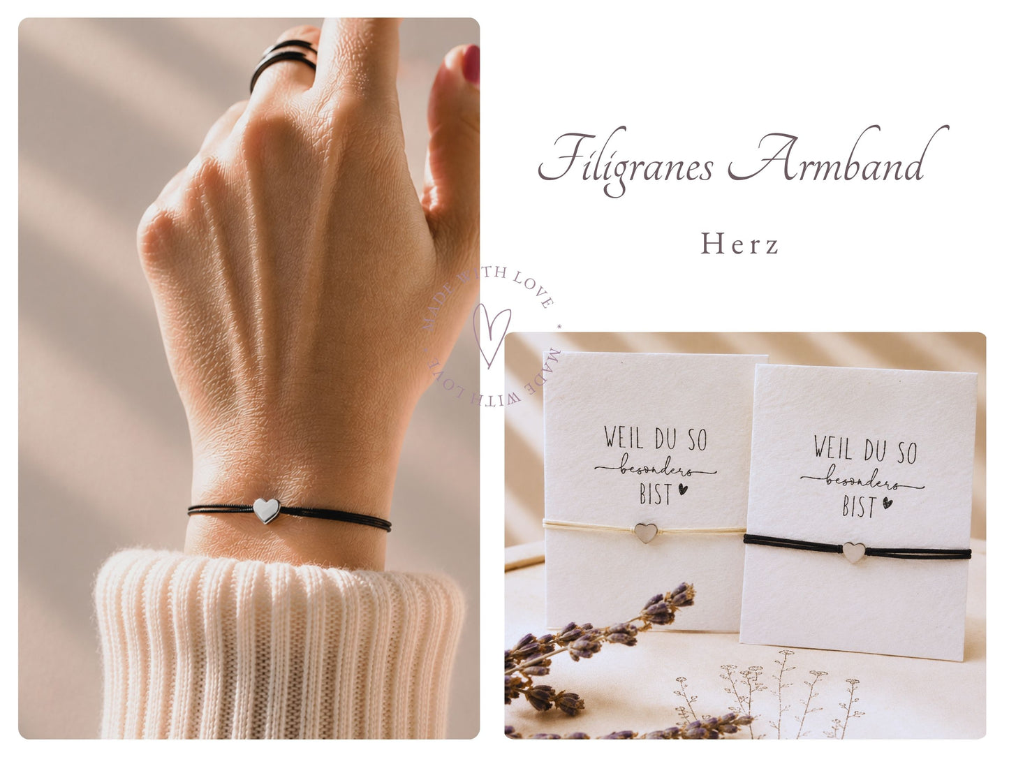Filigranes Armband | Freundschaftsarmband | Schmuck Geschenk mit Edelstahlanhänger | Unendlichkeit