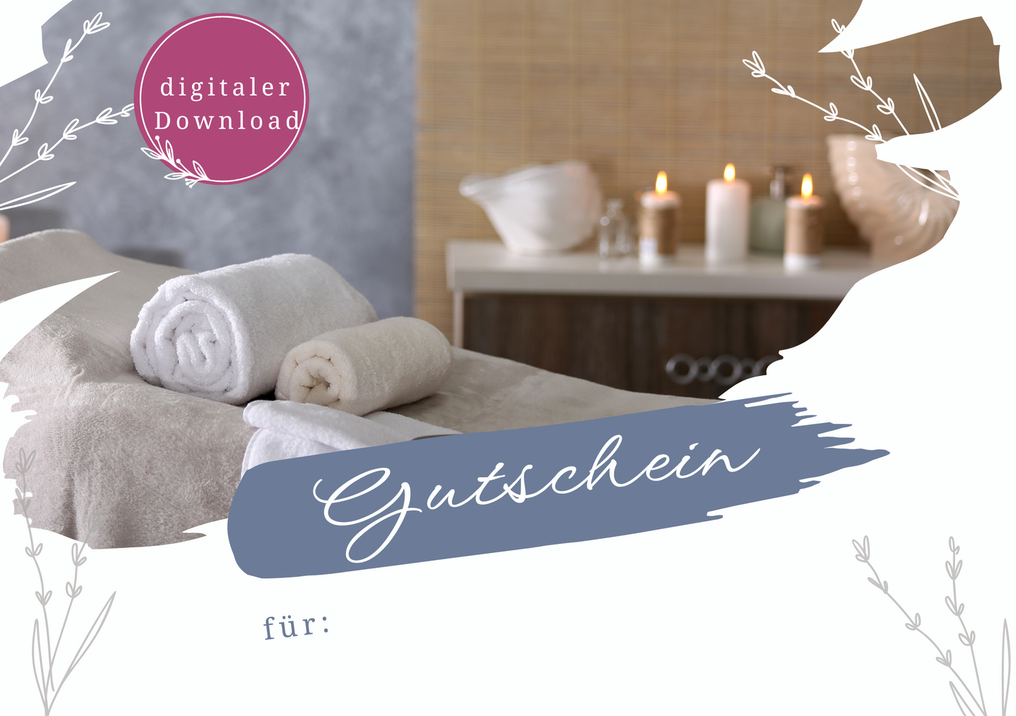 Wellness Gutschein zum ausdrucken, Massage Gutschein für ein Wellness Wochenende, last minute Geschenk Gutschein Weihnachten, Gutschein Spa