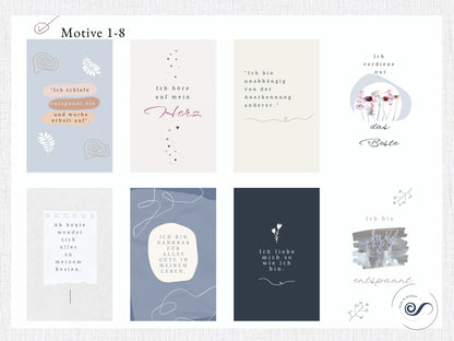 Affirmationskarten, 24 Mutmach Karten, Motive