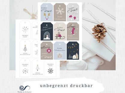 Geschenkanhänger Weihnachten druckbar |  2 Motive