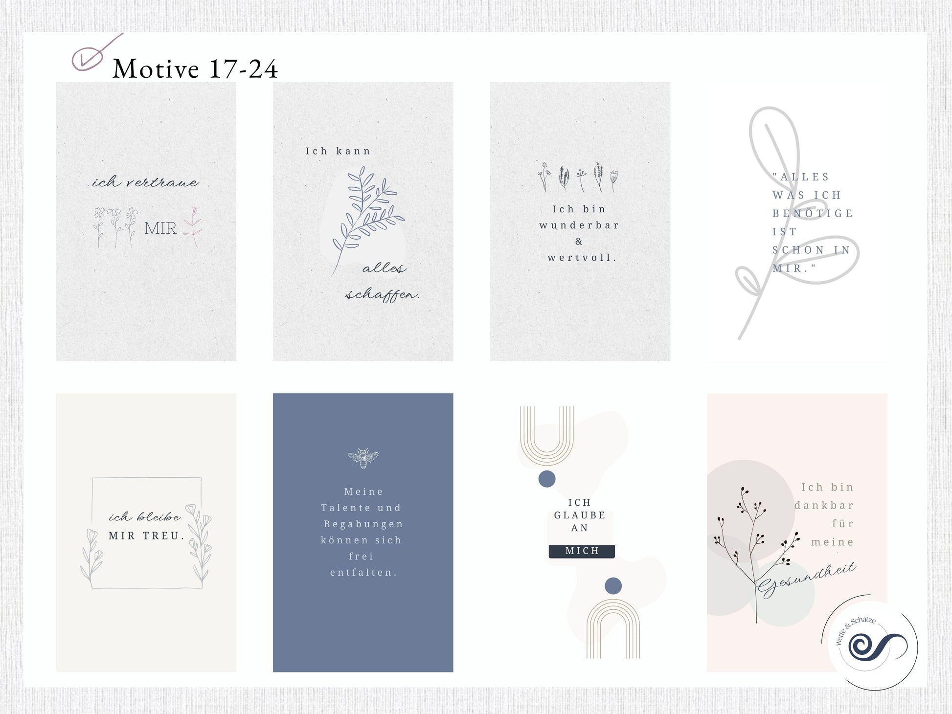 Affirmationskarten, 24 Mutmach Karten, Motive