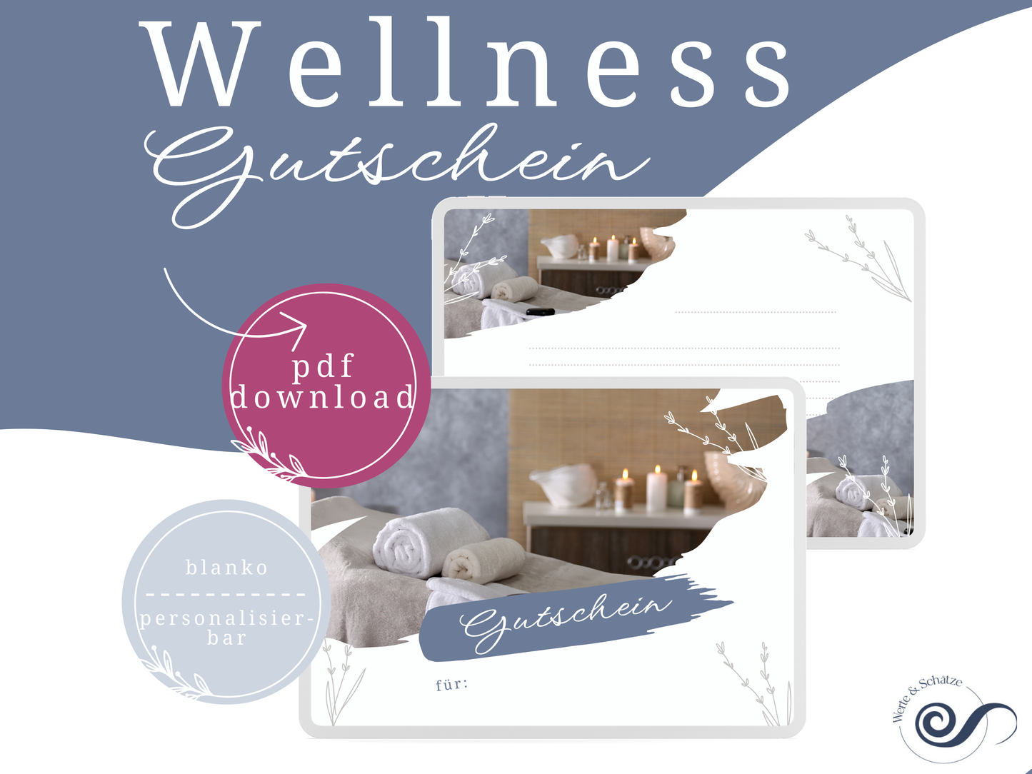 Wellness Gutschein zum ausdrucken, Massage Gutschein für ein Wellness Wochenende, last minute Geschenk Gutschein Weihnachten, Gutschein Spa