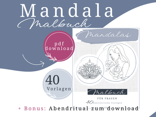 Digitales Malbuch Mandalas für Erwachsene zum ausdrucken | 40 Mandala Malvorlagen zum ausmalen